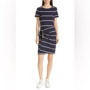 Club Monaco Twansia Stripe Side Tie Dress White Navy Size XL
